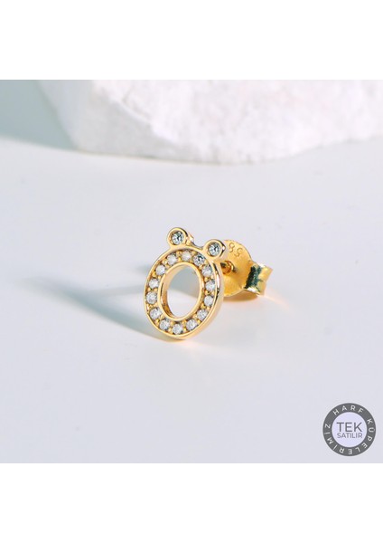 14 Ayar Altın Taşlı Ö Harf Küpe 0,52 gr