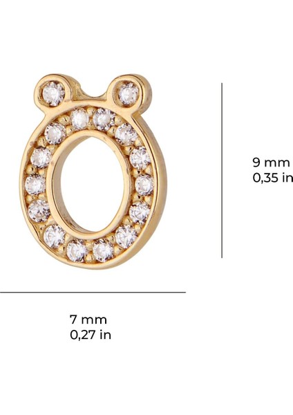 14 Ayar Altın Taşlı Ö Harf Küpe 0,52 gr indirimleri