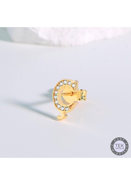 14 Ayar Altın Taşlı Ç Harf Küpe 0,49 gr