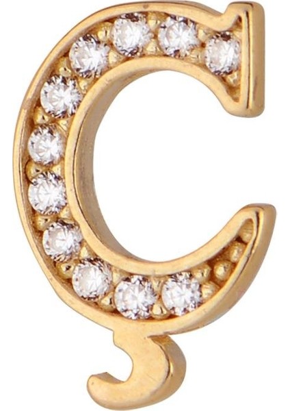 14 Ayar Altın Taşlı Ç Harf Küpe 0,49 gr modelleri