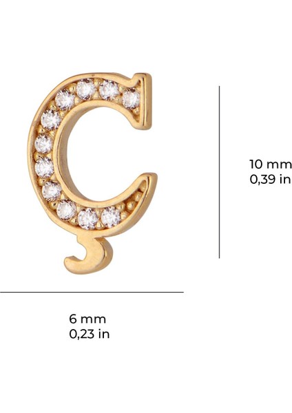 14 Ayar Altın Taşlı Ç Harf Küpe 0,49 gr fırsatları