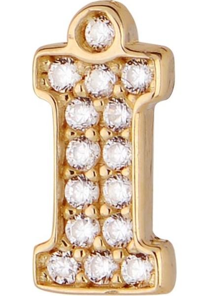 14 Ayar Altın Taşlı İ Harf Küpe 0,49 gr fırsatları