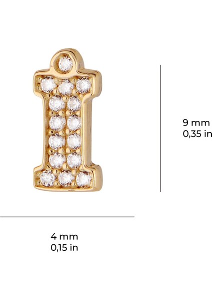 14 Ayar Altın Taşlı İ Harf Küpe 0,49 gr indirimleri