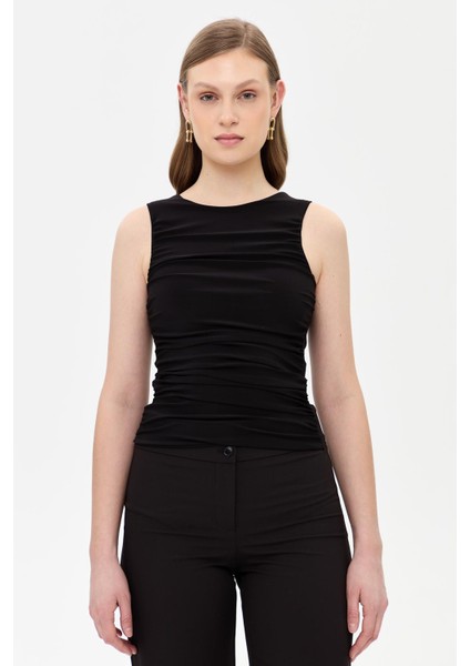 Kolsuz Drape Detaylı Bluz - Siyah modelleri