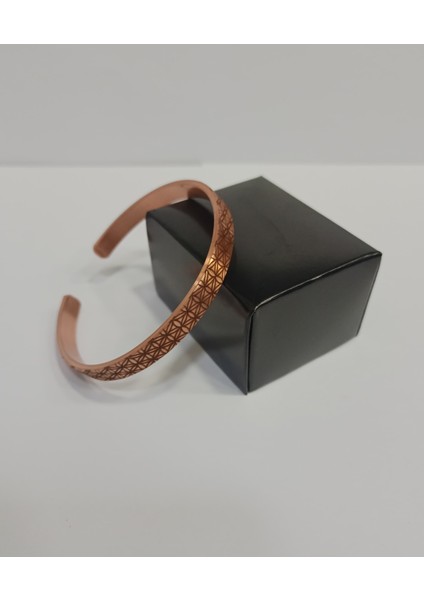 Yaşam Çiçeği Motifli Bakır Bileklik LZRB0003-1