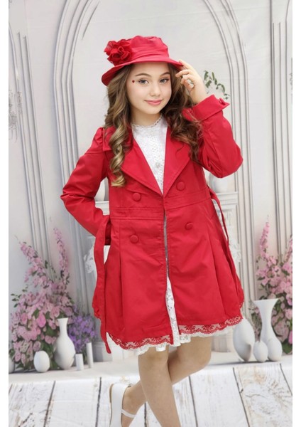 Kız Çocuk Trençkot Elbise Şapka Tarz Takım modelleri