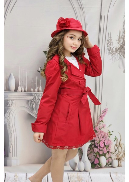 Kız Çocuk Trençkot Elbise Şapka Tarz Takım fırsatları