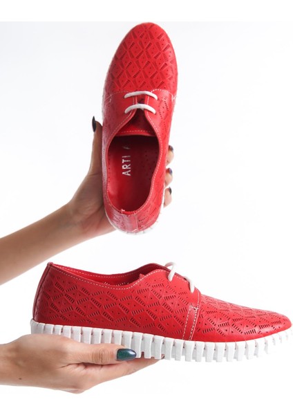 ARTI ARTI AYAKKABI Deri Ortopedik Hassas Ciltler Için Çok Yumuşak Kırmızı Kadın Ayakkabı