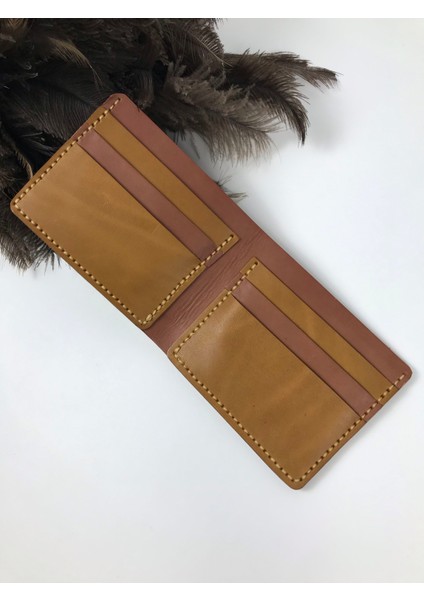 Deri Erkek Cüzdan Kahverengi - Bordo Renk