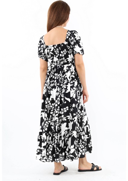 Kadın Positano Siyah Gipeli Viskon Uzun Elbise modelleri