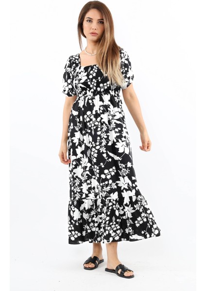 Kadın Positano Siyah Gipeli Viskon Uzun Elbise fırsatları