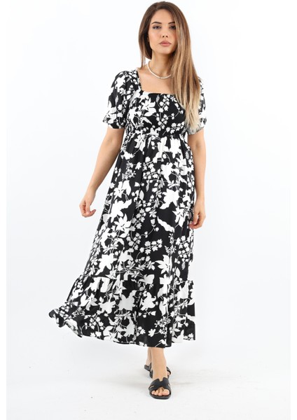 Kadın Positano Siyah Gipeli Viskon Uzun Elbise indirimleri