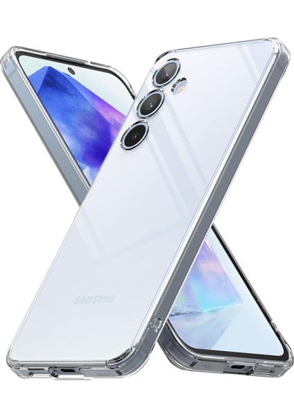 Galaxy A55 Kılıf Şeffaf 3D Kamera Korumalı Slim Fit Tasarım Esnek Renksiz Silikon Kapak