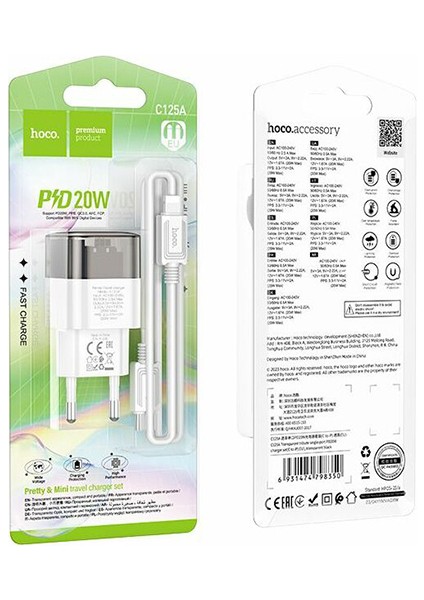 C131A Platinum PD30W+QC3.0 Girişli Hızlı Şarj Başlığı ve Type-C To iPhone Lightning Kablo