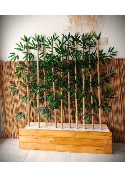 Yapay Bamboo Bambu Ağacı 1 mt Boy Bambu Seperatör Çubuklar Ahşap Çam Saksıda