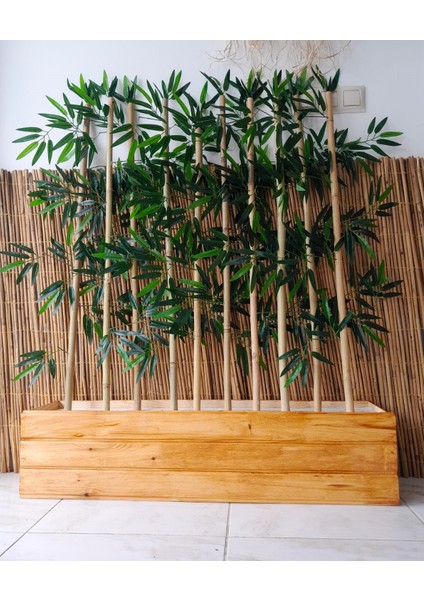 Yapay Bamboo Bambu Ağacı 1 mt Boy Bambu Seperatör Çubuklar Ahşap Çam Saksıda