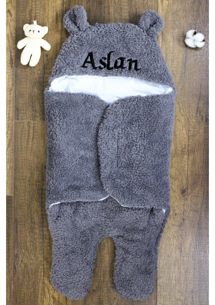 narin bebe Kişiye Özel Nakışlı Bebek Dış Kundak Uyku Tulumu Kıvırcık Wellsoft Peluş Ayıcık Kulaklı modelleri