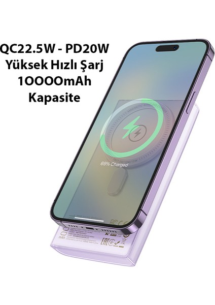 Q22 Taurus 10000MAH 22.5W+PD20W Magsafe Uyumlu Manyetik Hızlı Şarj Powerbank