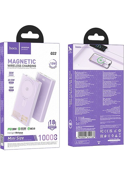 Q22 Taurus 10000MAH 22.5W+PD20W Magsafe Uyumlu Manyetik Hızlı Şarj Powerbank