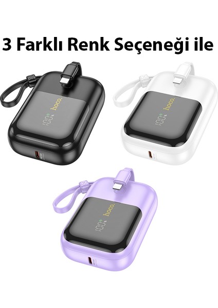 Q20 Fountain 10000MAH 22.5W+PD20W Dijital Göstergeli Kablolu Powerbank