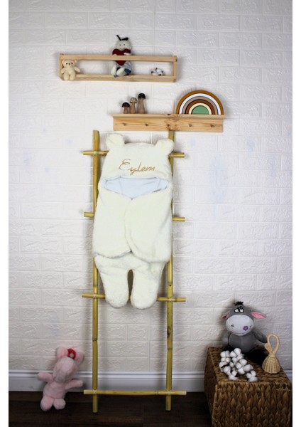 narin bebe Kişiye Özel Nakışlı Bebek Dış Kundak Uyku Tulumu Kıvırcık Wellsoft Peluş Ayıcık Kulaklı