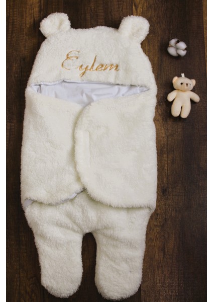 narin bebe Kişiye Özel Nakışlı Bebek Dış Kundak Uyku Tulumu Kıvırcık Wellsoft Peluş Ayıcık Kulaklı fiyatları