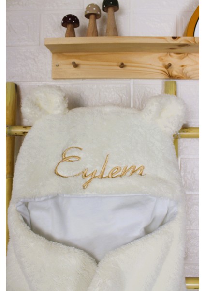 narin bebe Kişiye Özel Nakışlı Bebek Dış Kundak Uyku Tulumu Kıvırcık Wellsoft Peluş Ayıcık Kulaklı modelleri