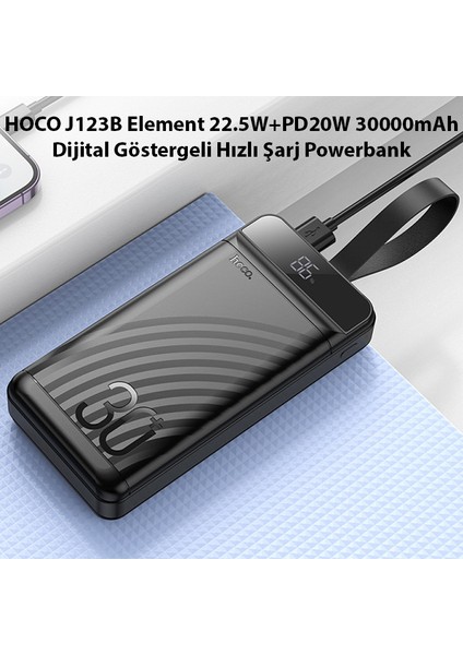 J123B Element 22.5W+PD20W 30000MAH Dijital Göstergeli Hızlı Şarj Powerbank