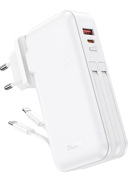 J126 Usb-A+Type-C Çıkışlı Type-C+Lightning Kablolu 10000MAH Powerbank Şarj Aleti