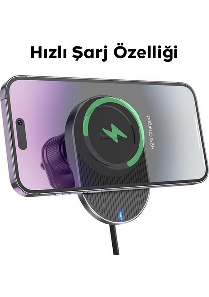 HW12 Kablosuz Şarjlı Araç İçi Havalandırma Manyetik Telefon Tutucu