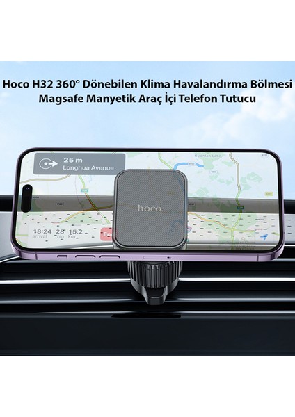 H32 360° Dönebilen Klima Havalandırma Bölmesi Magsafe Manyetik Araç İçi Telefon Tutucu