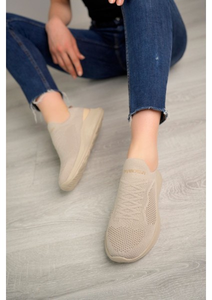 Unisex Bej Spor Ayakkabı