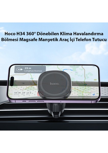 H34 360° Dönebilen Klima Havalandırma Bölmesi Magsafe Manyetik Araç İçi Telefon Tutucu