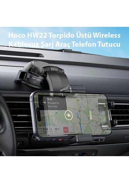 HW22 Torpido Üstü Wireless Kablosuz Şarj Araç Telefon Tutucu