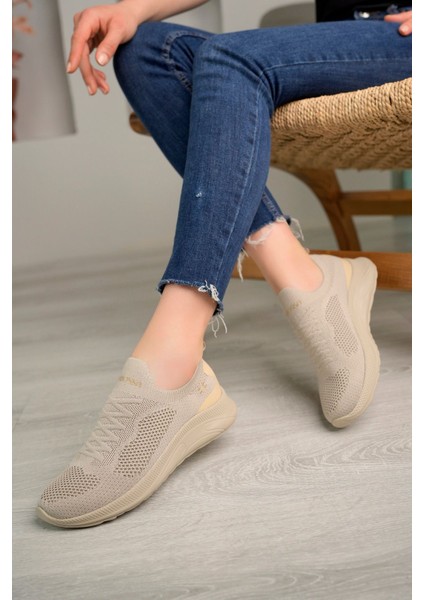 Unisex Bej Spor Ayakkabı
