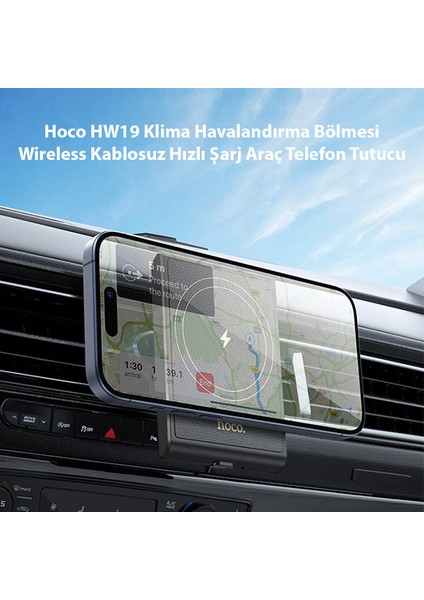 HW19 Klima Havalandırma Bölmesi Wireless Kablosuz Hızlı Şarj Araç Telefon Tutucu