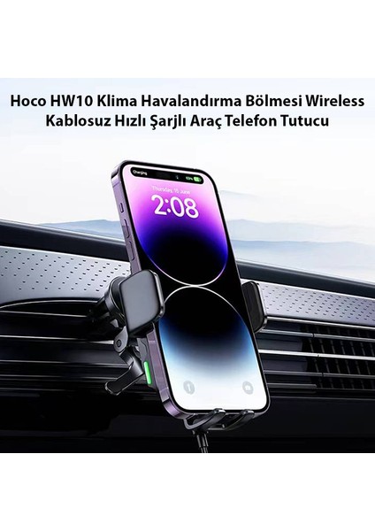 HW10 Klima Havalandırma Bölmesi Wireless Kablosuz Hızlı Şarjlı Araç Telefon Tutucu