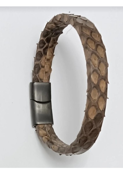Kahverengi Yılan Derisi Çelik Başlıklı Bileklik modelleri