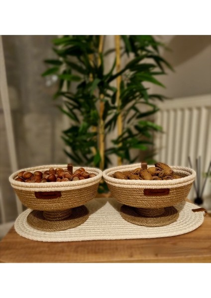 3'lü Hasır El Yapımı Çerezlik Sepet, Çok Amaçlı Sepet, Düzenleyici Tek Ebat fiyatları