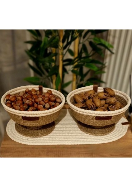 3'lü Hasır El Yapımı Çerezlik Sepet, Çok Amaçlı Sepet, Düzenleyici Tek Ebat modelleri