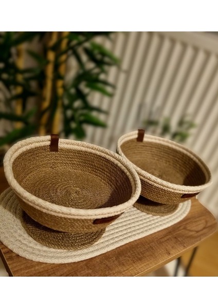 3'lü Hasır El Yapımı Çerezlik Sepet, Çok Amaçlı Sepet, Düzenleyici Tek Ebat fırsatları