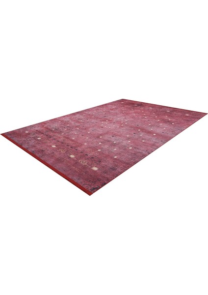 Kırmızı Dijital Baskılı Makinede Yıkanabilir Kaymaz Taban Saçaklı Halı Ha529 indirimleri