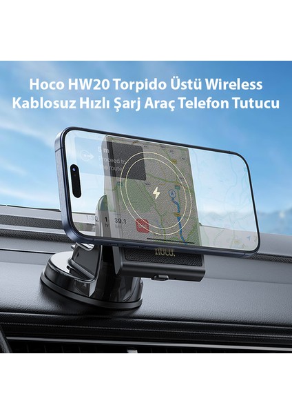 HW20 Torpido Üstü Wireless Kablosuz Hızlı Şarj Araç Telefon Tutucu