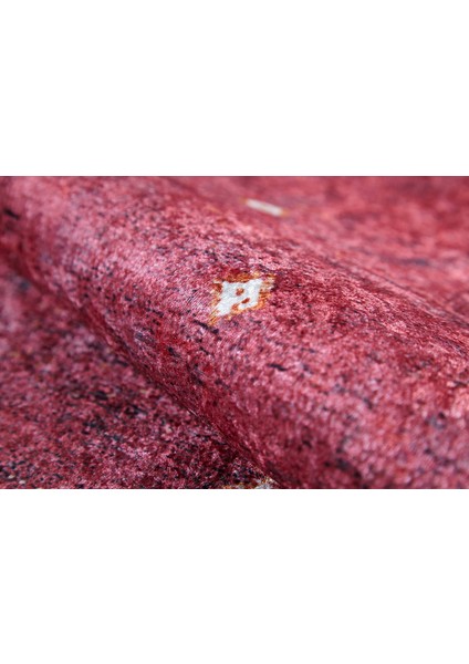 Kırmızı Dijital Baskılı Makinede Yıkanabilir Kaymaz Taban Saçaklı Halı Ha529 fırsatları