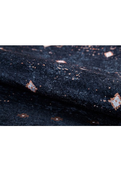 Siyah Dijital Baskılı Makinede Yıkanabilir Kaymaz Taban Saçaklı Halı Ha528 fırsatları