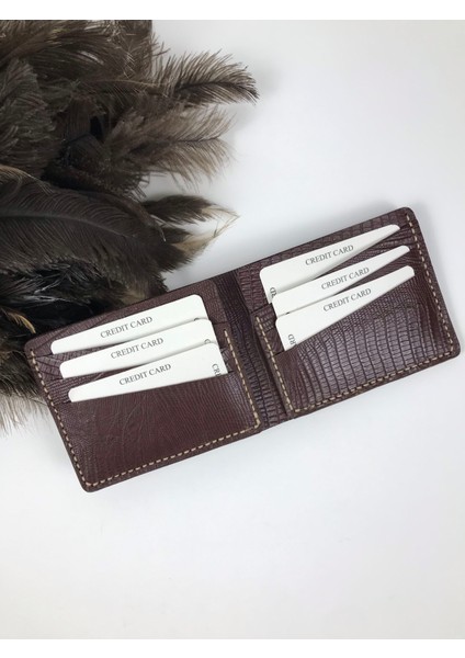 Deri Erkek Cüzdan Bordo Yılan Desenli modelleri