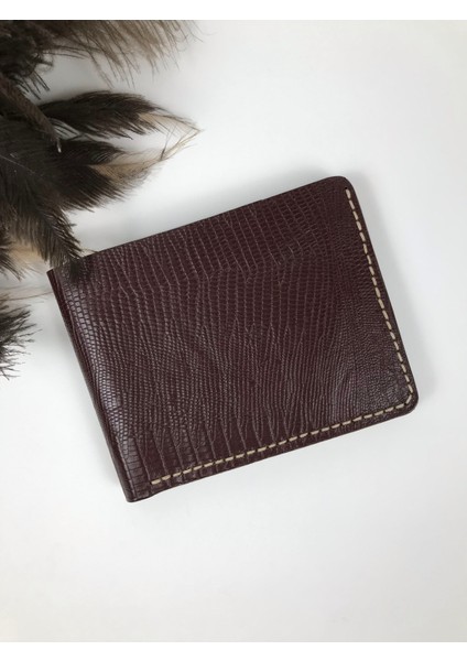 Deri Erkek Cüzdan Bordo Yılan Desenli fırsatları