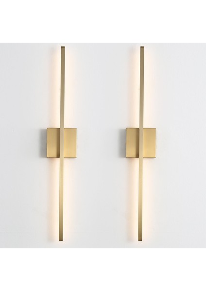 Pilli Duvar Aydınlatması,duvar Aplik Iç Mekan 3000K 2 Adet Eskitme Gold 70CM