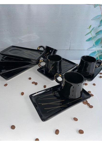 6 Kişilik Sunum Tabaklı Renkli Kütahya Seramik Fincan Takımı fiyatları