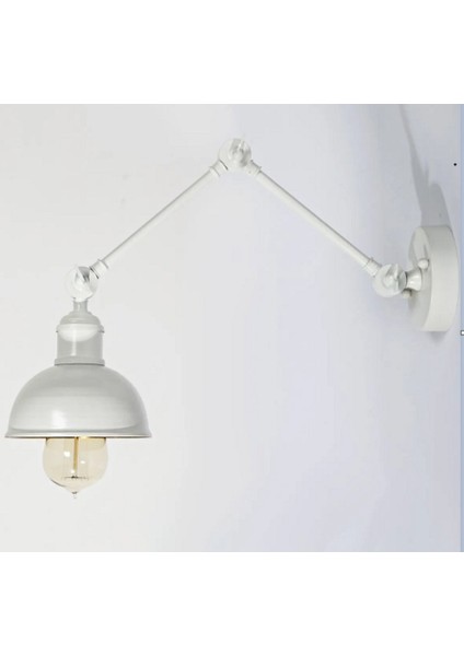 Modern,vintage,rustik Beyaz 1XE27 Duylu Metal Hareketli Başlık Akrobat Duvar Aplik